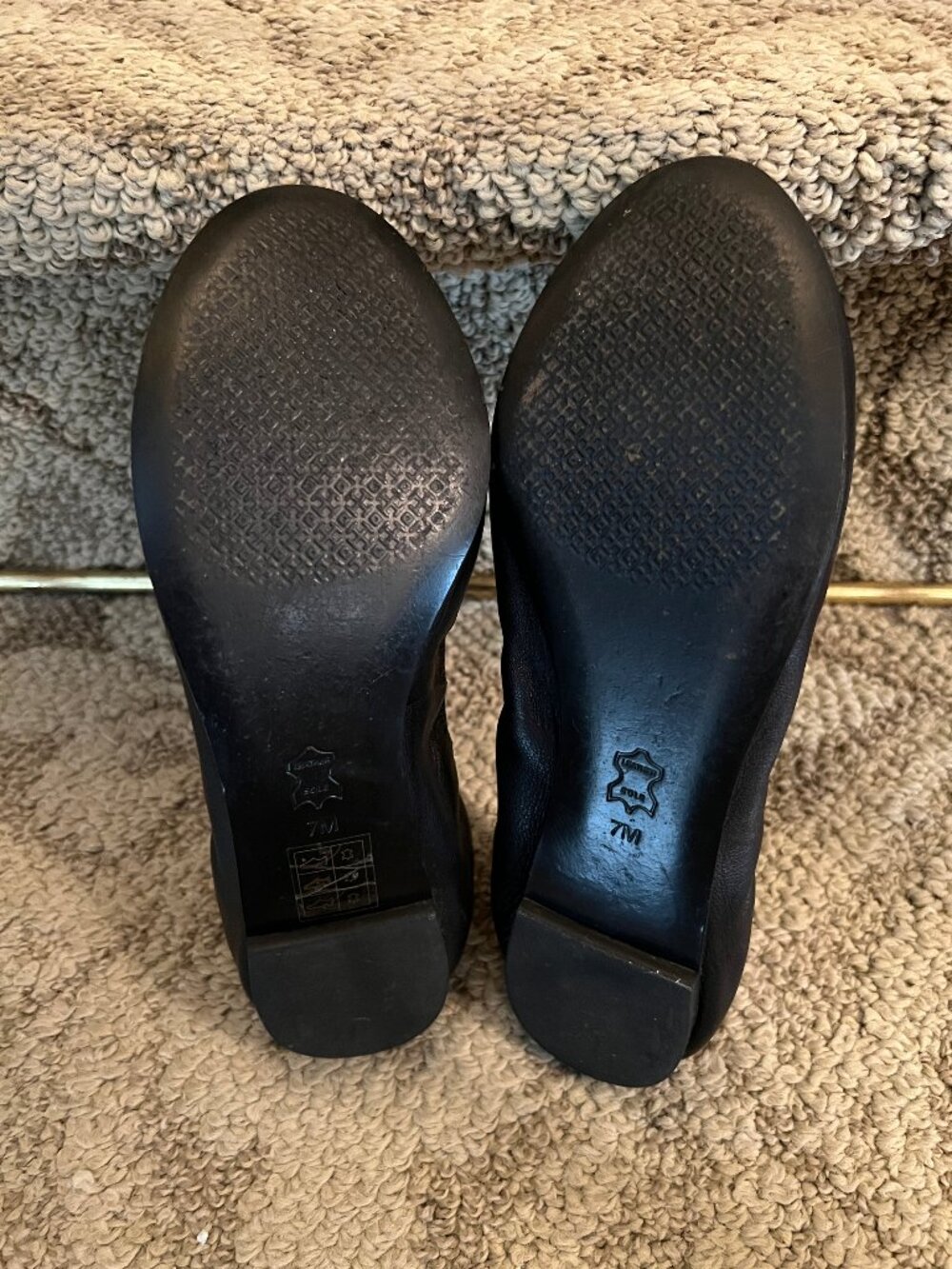 GUC Tory Burch Sedgwick Black Leather Logo Ballet Flats Shoes Size 7 - Picture 8 of 9